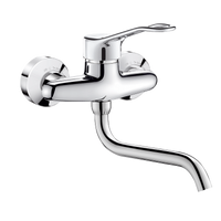 Ścienna bateria mechaniczna do zlewu Ścienna - Ruchoma wylewka L.200 - Uchwyt ażurowy Delabie 2519