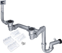 Syfon do zlewozmywaka stalowego nakładanego 2-komorowy - odpływ 2" Deante