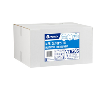 Merida VTB205 Ręczniki papierowe TOP SLIM, białe, dwuwarstwowe, 3000 szt.