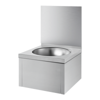 Umywalka mechaniczna SXS z Inoxu Inox 304 satynowy - Uruchamiana kolanem - Ze ścianką Delabie 181320