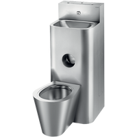 Moduł KOMPACT Woda ciepła/zimna - Umywalka i WC stojące Inox 304 satynowy - Montaż ścienny - WC stojące pośrodku Delabie 161800