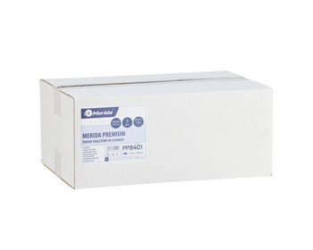 Merida PPB401 Papier toaletowy w listkach PREMIUM, biały, trzywarstwowy, karton 4800 szt. listków