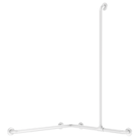 Poręcz narożna z drążkiem pionowym - antybakteryjny biały Nylon Antybakteryjny NylonClean HR - Biały połysk Delabie 5481N