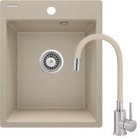 Zlewozmywak granitowy z baterią 1-komorowy Deante