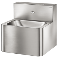 Umywalka TEK z 2 przyciskami Inox 304 satynowy - Ścienna z niewidocznym odpływem Delabie 161360