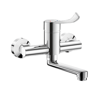 Mechaniczna bateria do umywalki Bateria ścienna z ruchomą wylewką L.150 uchwyt Higiena L.150 Delabie 2446L