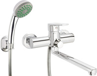 Bateria umywalkowo-wannowa ścienna z zestawem prysznicowym Deante