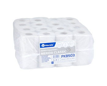 Merida PKB503 Papier toaletowy CLASSIC, biały, średnica 11 cm, długość 50 m, jednowarstwowy, worek 32 szt .