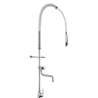 Zestaw do mycia wstępnego z 1-otworową baterią Z zaworem czerpalnym i teleskopową wylewką Delabie 6692