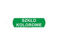 Merida DX684 NAKLEJKA NA KOSZE DO SEGREGACJI ODPADÓW "SZKŁO KOLOROWE", DUŻA, WYMIARY: 14,5 CM X 4,4 CM