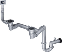 Syfon do zlewozmywaka stalowego 2-komorowy - odpływ 2" Deante