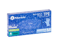 Rękawice elastomerowe TPE niebieskie rozmiar M op. 100 szt. Merida TRN507