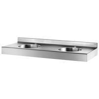 Ścienna umywalka zbiorowa DUPLO RP Inox 304 satynowy - L. 1200 mm - Z niewysoką ścianką Delabie 121390