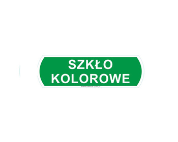 Merida DX684 NAKLEJKA NA KOSZE DO SEGREGACJI ODPADÓW "SZKŁO KOLOROWE", DUŻA, WYMIARY: 14,5 CM X 4,4 CM