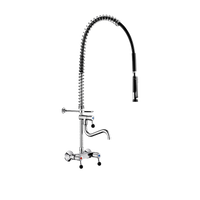 Ścienny zestaw do mycia wstępnego z baterią Z zaworem czerpalnym i ruchomą wylewką rura Delabie 5634