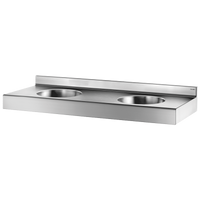 Wisząca umywalka zbiorowa DUPLO RP Inox 304 satynowy - L. 1200 mm - Z niewysoką ścianką Delabie 120390