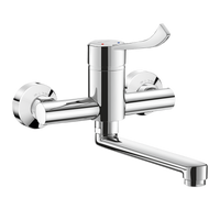 Ścienna bateria mechaniczna do umywalki Bateria ścienna z ruchomą wylewką L.200 uchwyt Higiena L.150 Delabie 2445L