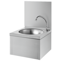 Umywalka mechaniczna SXS z Inoxu Inox 304 satynowy - Uruchamiana kolanem - Ze ścianką Delabie 182320