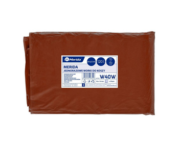 Merida W40W Jednorazowe worki na śmieci MERIDA, 70 x 110 cm, poj 120 l, paczka 50 szt., BRĄZOWE, LDPE