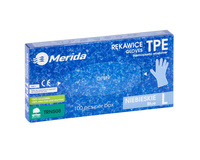 Rękawice elastomerowe TPE niebieskie rozmiar L op. 100 szt. Merida TRN508