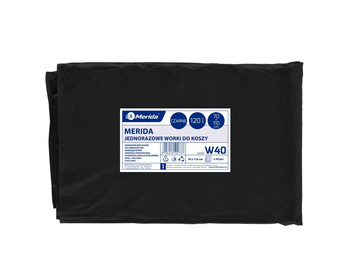 Merida W40 Jednorazowe worki na śmieci MERIDA, 70 x 110 cm, poj 120 l, paczka 50 szt., CZARNE, LDPE