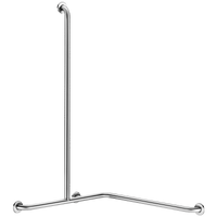 Narożna poręcz natryskowa z pionowym drążkiem Inox satynowy Inox satynowy UltraSatin model lewy Delabie 5481GS