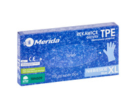 Rękawice elastomerowe niebieskie TPE rozmiar XL op. 100 szt. Merida TRN509