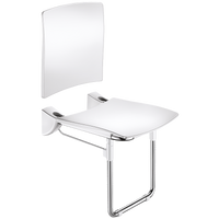 Składane siedzisko natryskowe Grand Confort z oparciem i podporą Do montażu na ścianie Delabie 510436