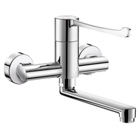 Sekwencyjna mechaniczna bateria ścienna do umywalki Sekwencyjna bateria mechaniczna z nieruchomą wylewką Delabie 2437S